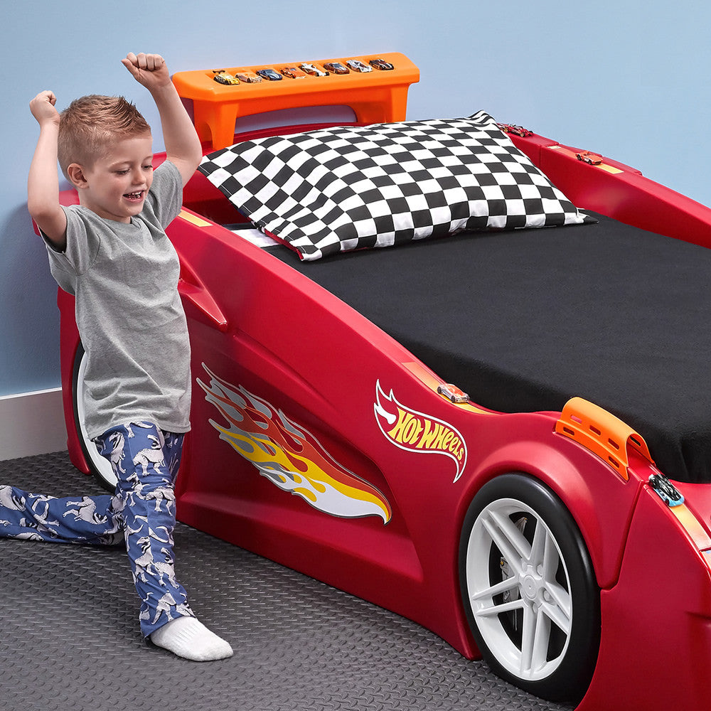 Base cama para niños tipo auto de carrera